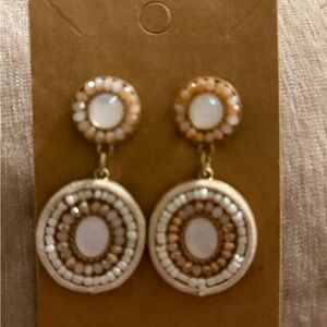Boho Chic Brown and White Beaded Earrings